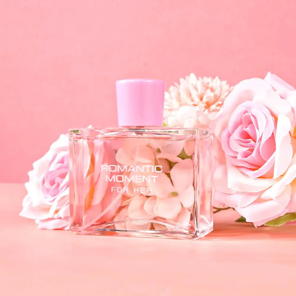 3.4fl Oz Women's Eau De Parfum - ROMANTIC MOMENT - Floral & Woody - With Rose, Chamomile, and Lemon - Medium Intensity Perfume Doba