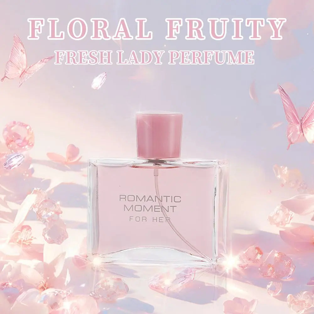 3.4fl Oz Women's Eau De Parfum - ROMANTIC MOMENT - Floral & Woody - With Rose, Chamomile, and Lemon - Medium Intensity Perfume Doba