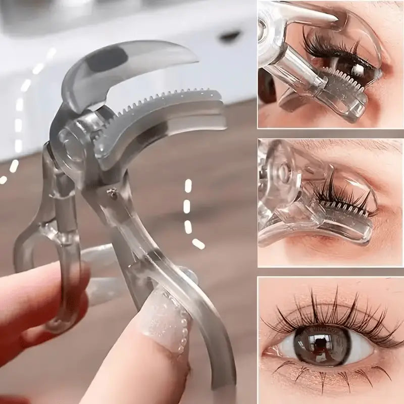 Portable wide-angle eyelash curler with built-in comb - suitable for all eye shapes, easy to use, battery-free, ideal for beginners Doba
