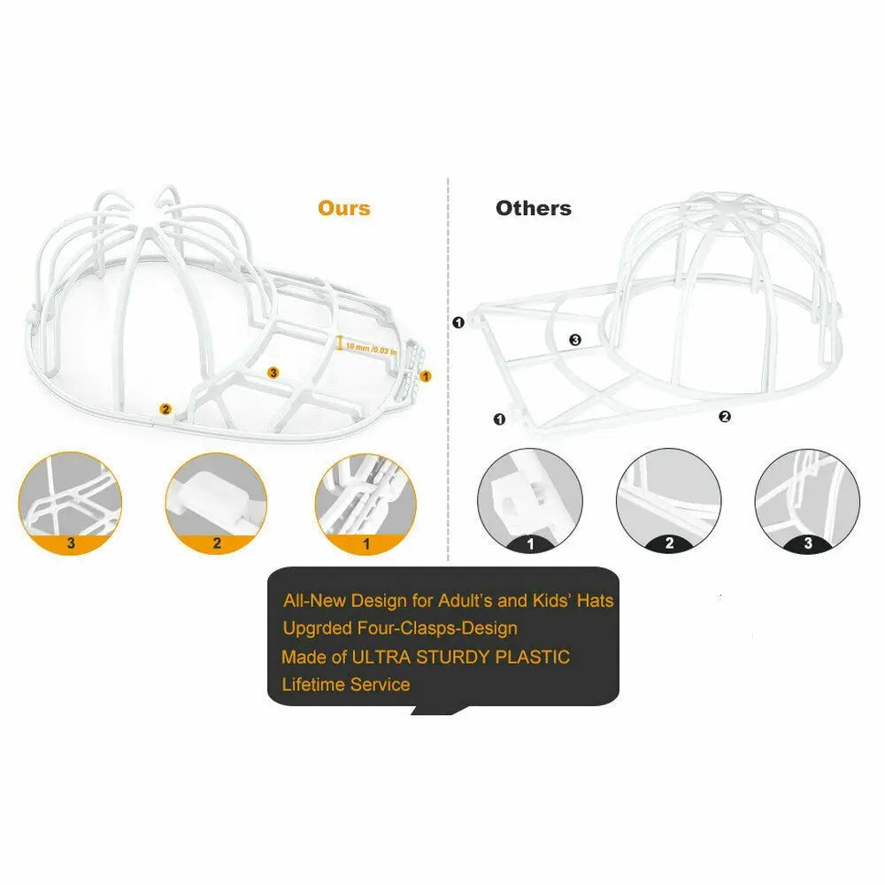 3 Pack Hat Washer Baseball Cap Cleaner Machine Washing Cage Holder Frame Net New Doba