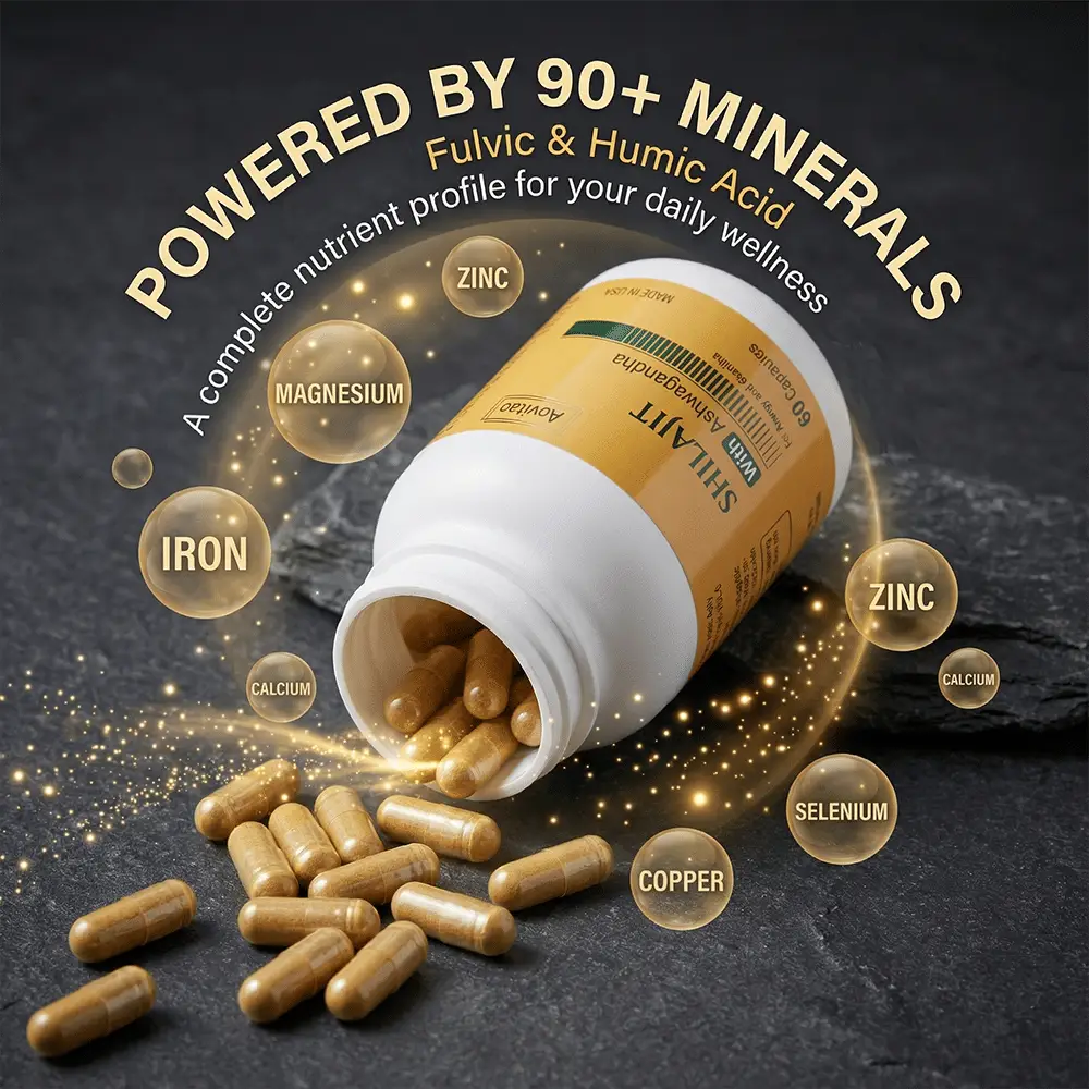 Shilajit Extract 550mg with Ashwagandha for Men and Women – Energy, Stamina & Vitality Support and More, 60 Capsules Doba