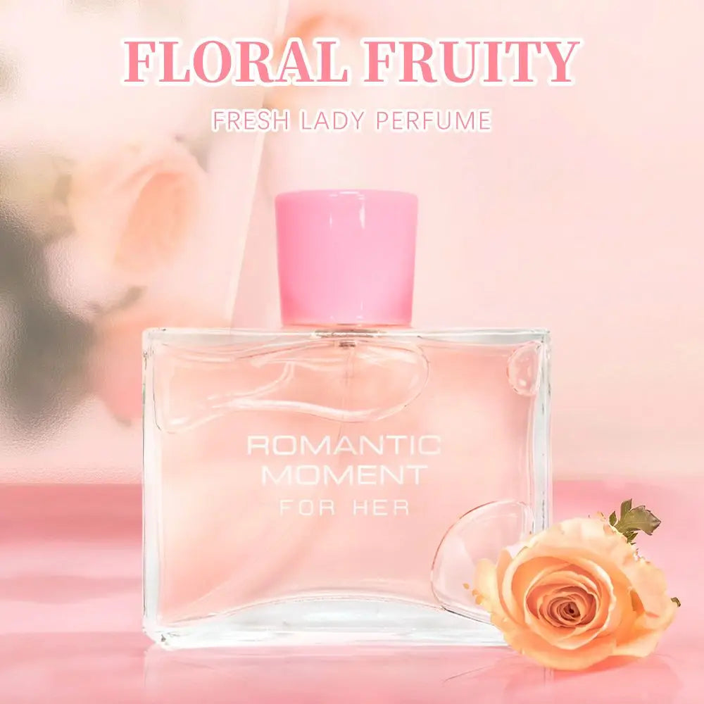 3.4fl Oz Women's Eau De Parfum - ROMANTIC MOMENT - Floral & Woody - With Rose, Chamomile, and Lemon - Medium Intensity Perfume Doba
