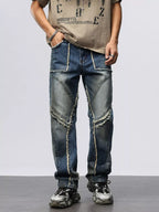 Men's Frayed Hem Wide Leg Jeans