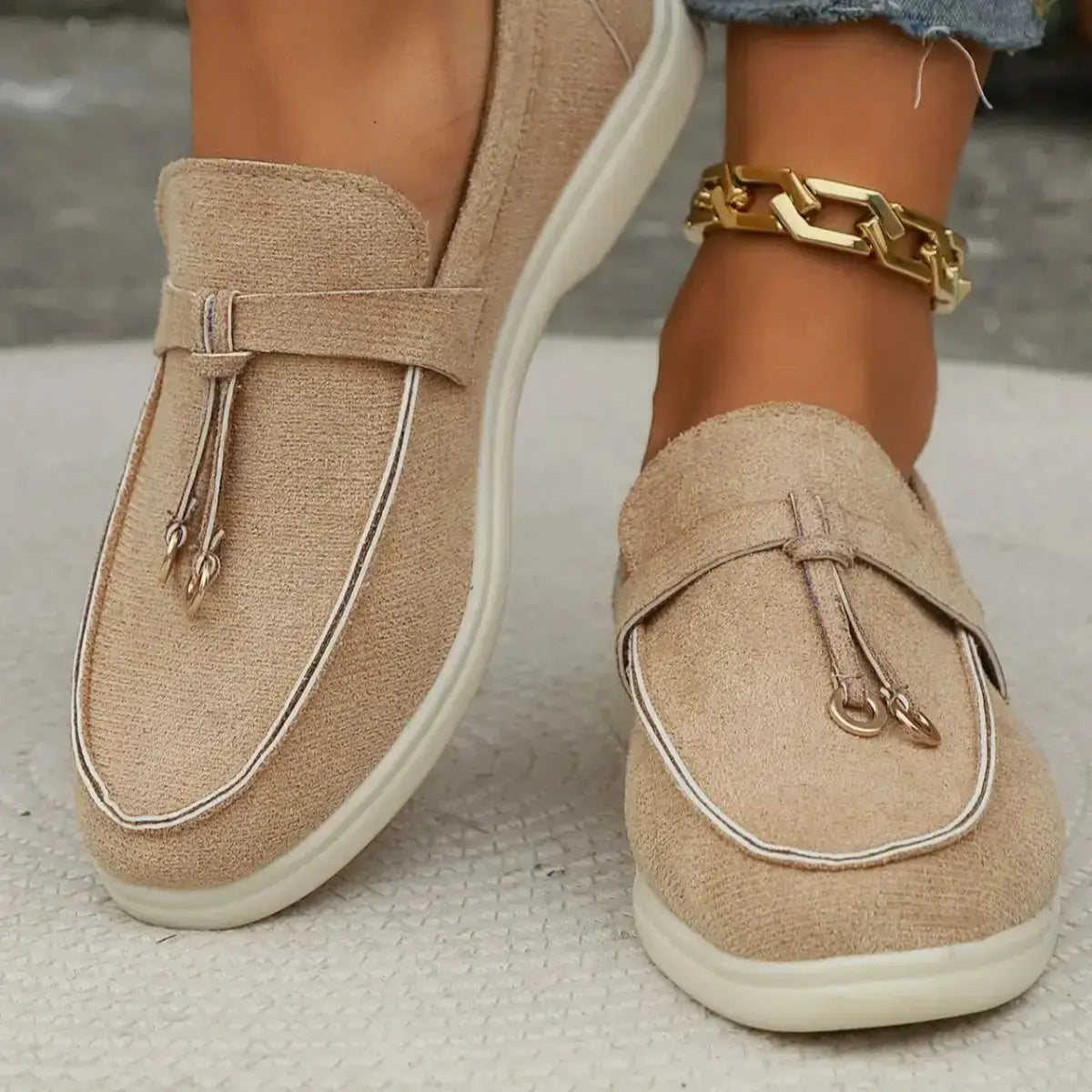 Durable Polyester Rubber Casual Round Toe Slip-Ons by Parfymia