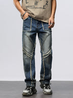 Men's Frayed Hem Wide Leg Jeans