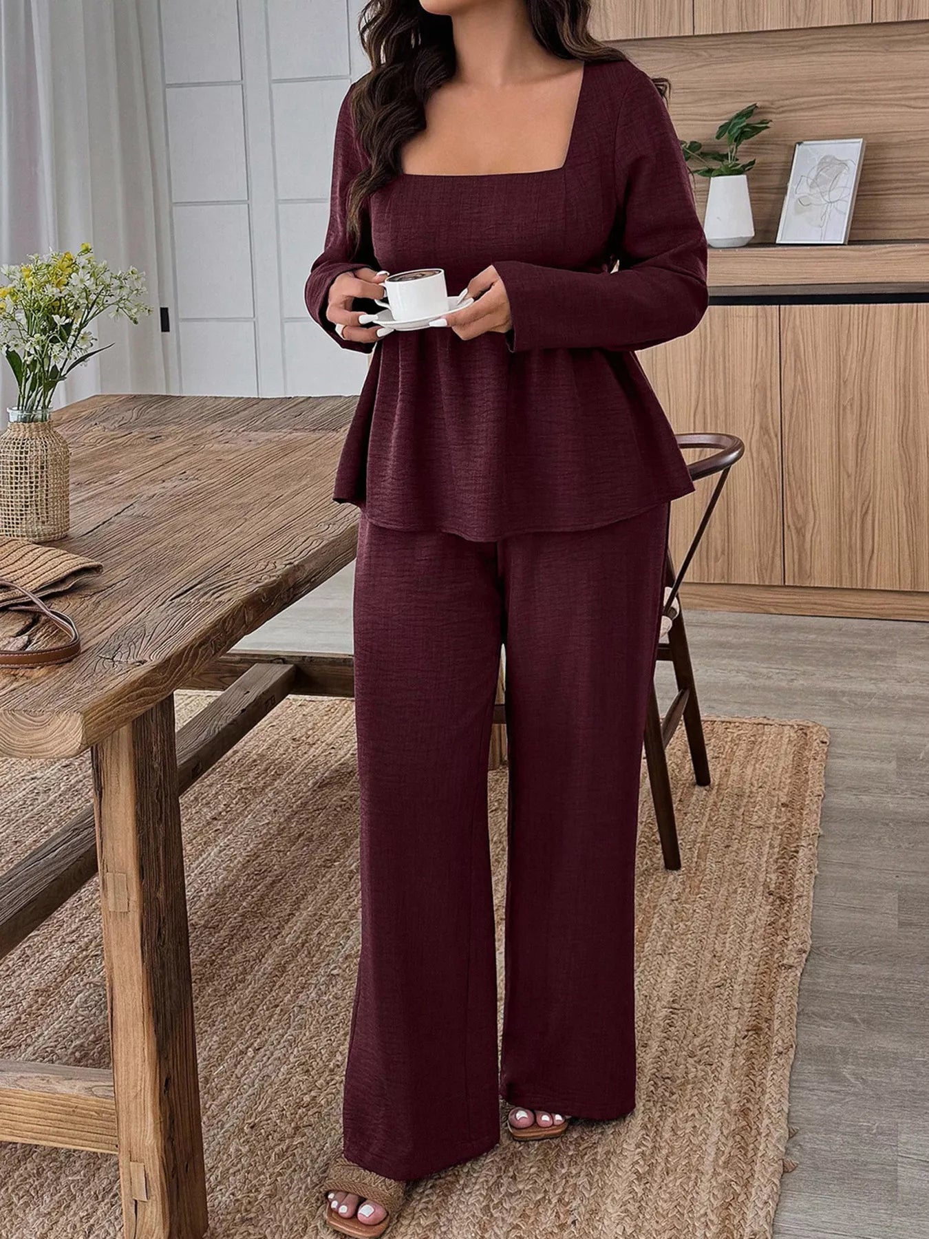 Women's Plus Size Pants Two-Piece Set