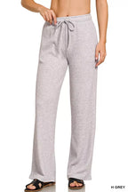Women's Lounge Pants – Ribbed Wide-Leg Drawstring