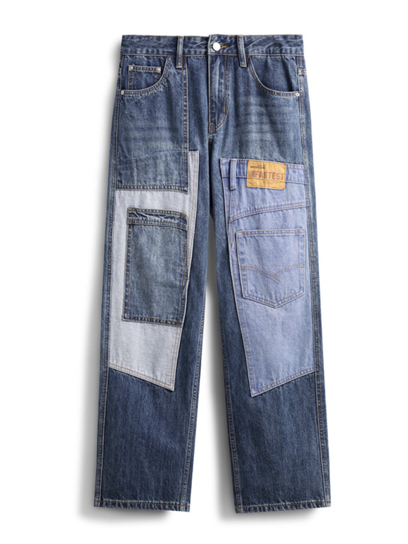 Men's Patchwork Relaxed Fit Jeans