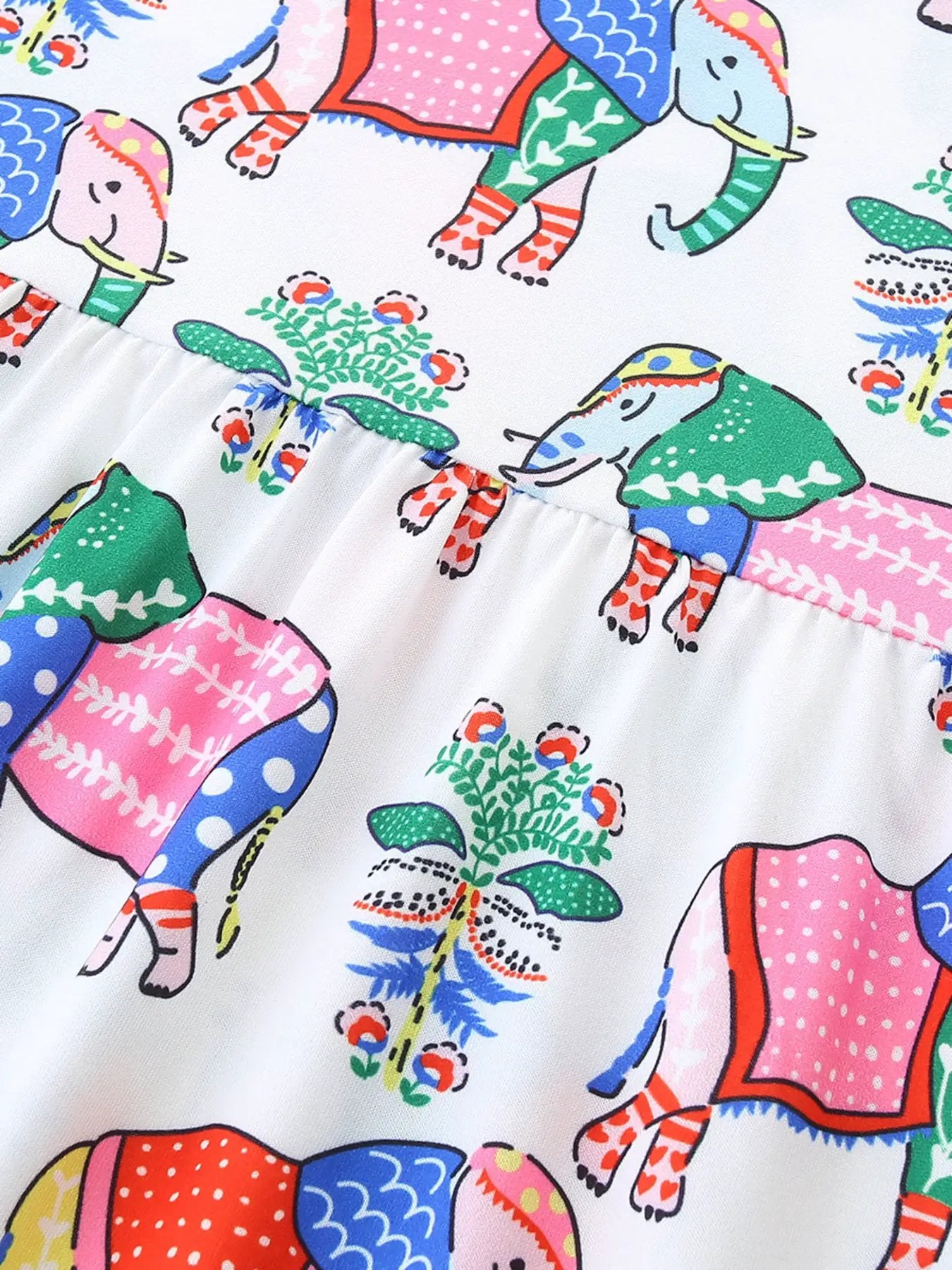Girls Sleeveless Elephant Print Casual Dress Polyester Spandex Summer — Parfymia