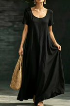 Women's Maxi Dress – Loose Casual Short Sleeve
