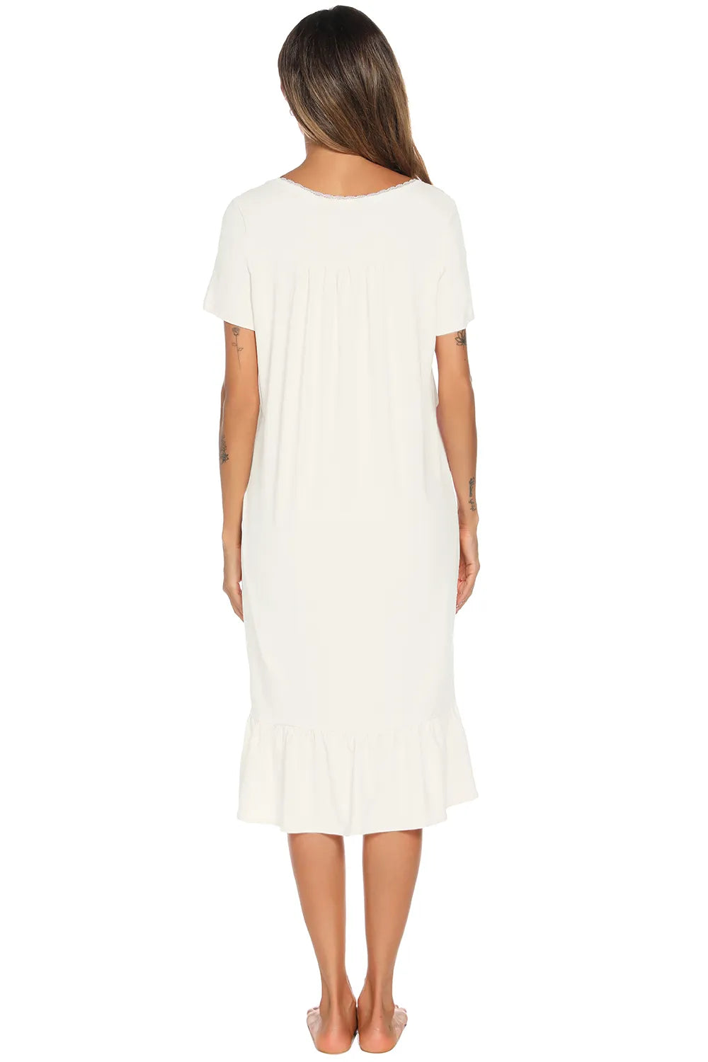Women's Lounge Dress – Lace Square Neck