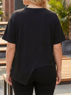 Women's Plus Size Asymmetrical Button T-Shirt
