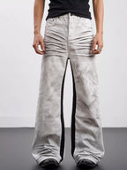 Men's Full Size Contrast Wide Leg Jeans Plus Size