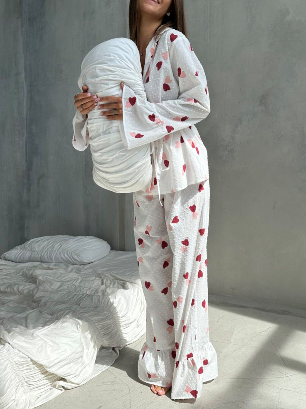 Women's Loungewear Heart Print Cotton Set
