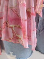 Plus Size Floral Print Chiffon Blouse