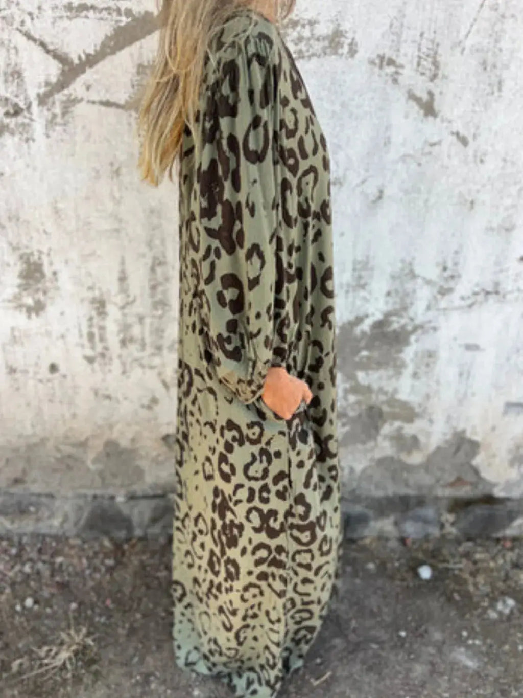 Full Size Printed V-Neck Dress with Pockets Plus Size Trendsi