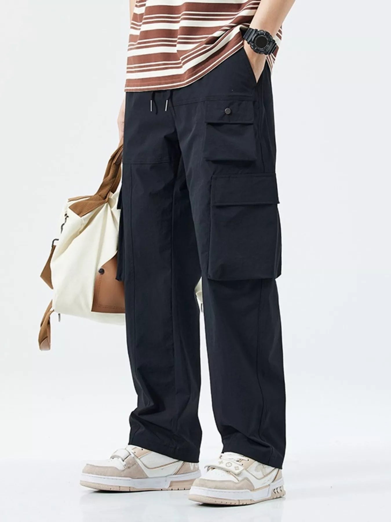 Men's Plus Size Wide Leg Pocketed Pants