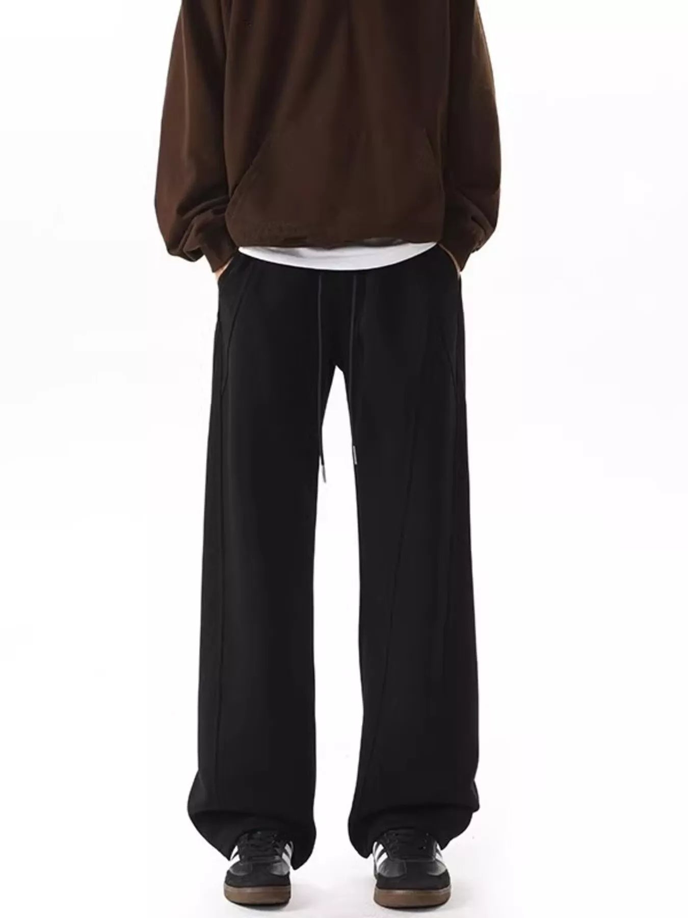 Men's Plus Size Drawstring Wide-Leg Pants
