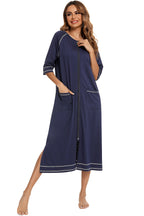 Women's Night Dress with Zip Front & Pockets