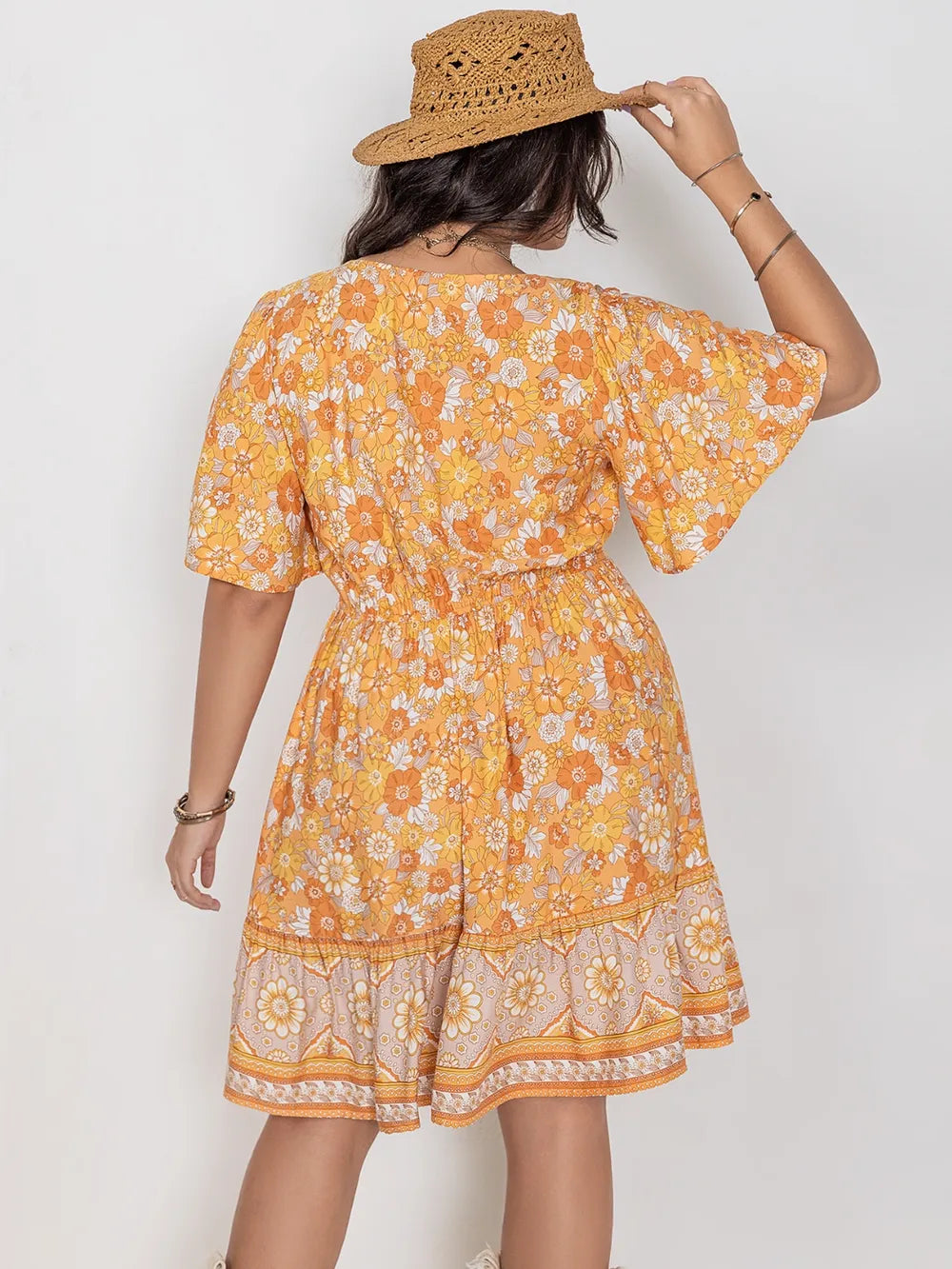 Women's Plus Size Printed Square Neck Dress