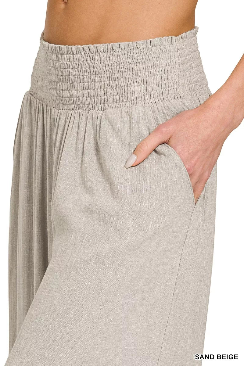 Women's Wide Leg Lounge Pants – Smocked Waistband