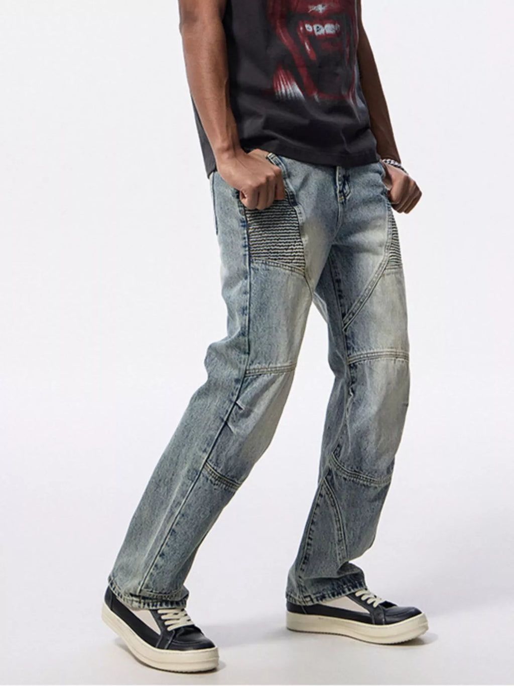 Men's Wide Leg Jeans – Washed Light Blue
