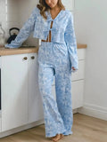 Tie Front Long Sleeve Top and Pants Set