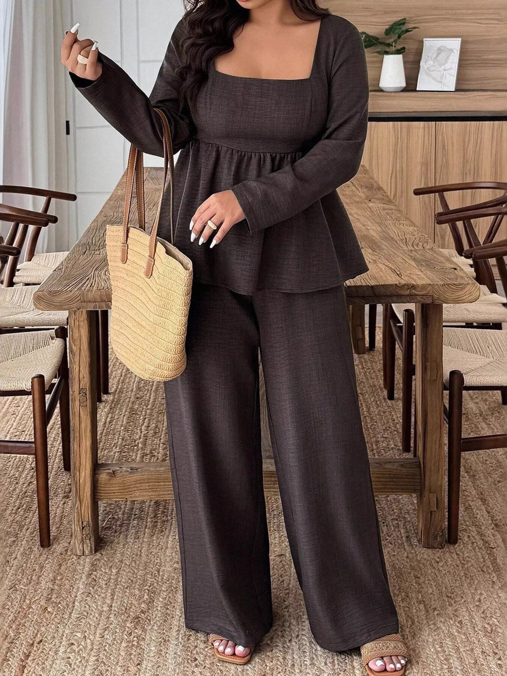 Women's Plus Size Pants Two-Piece Set