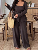 Women's Plus Size Pants Two-Piece Set