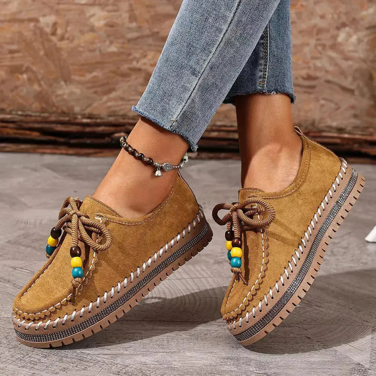 Stylish Suede Round Toe Platform Loafers by Parfymia