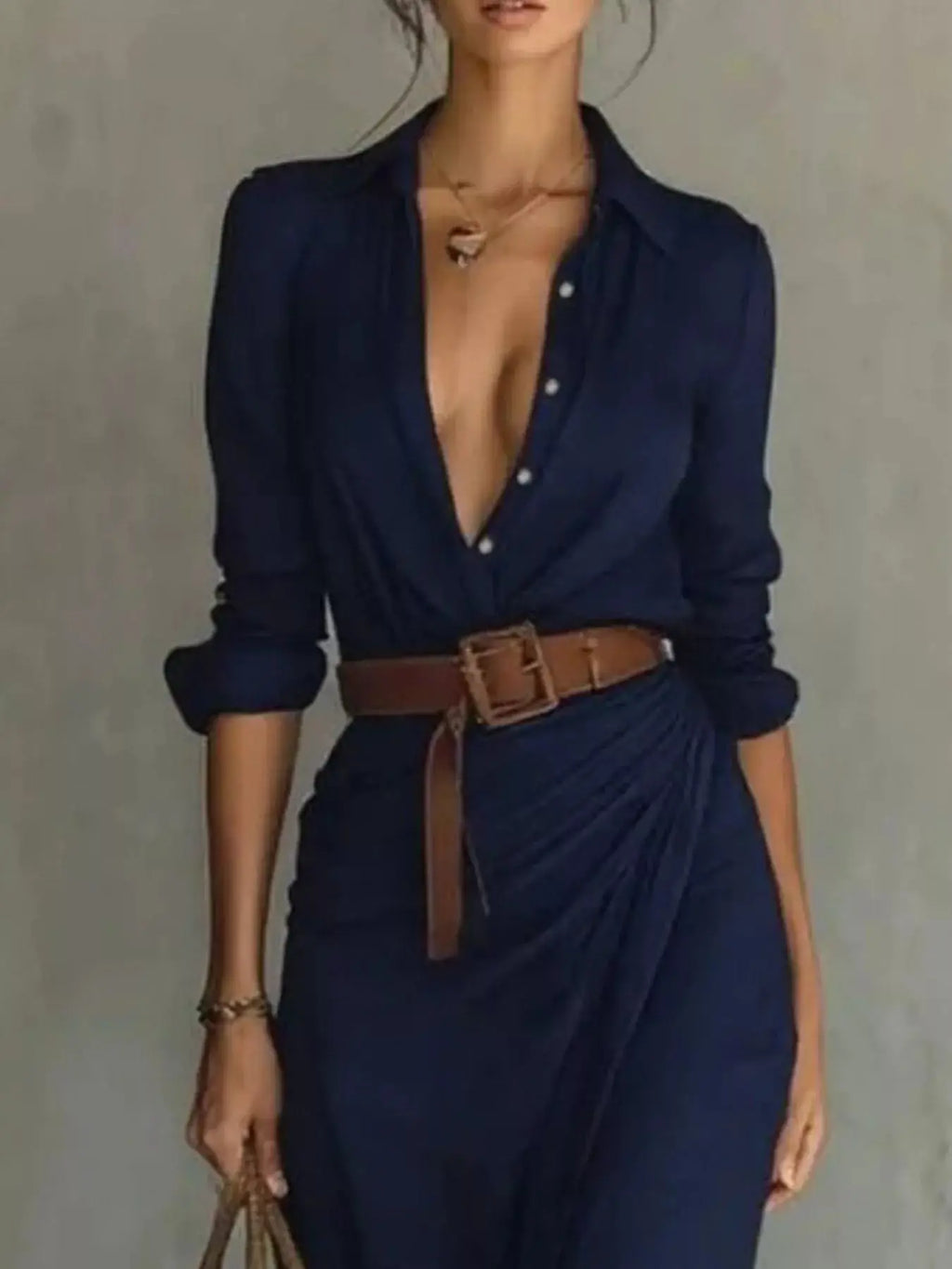 Full Size Ruched Long Sleeve Maxi Dress Plus Size Trendsi