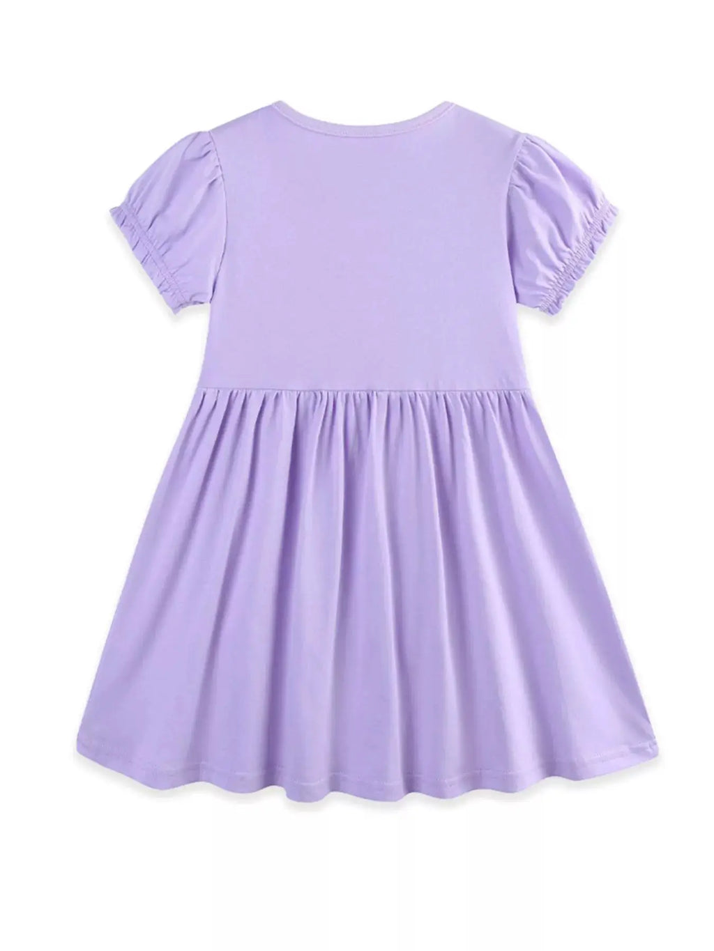 Lavender Floral Patchwork Puff Sleeve Casual Dress For Girls — Parfymia