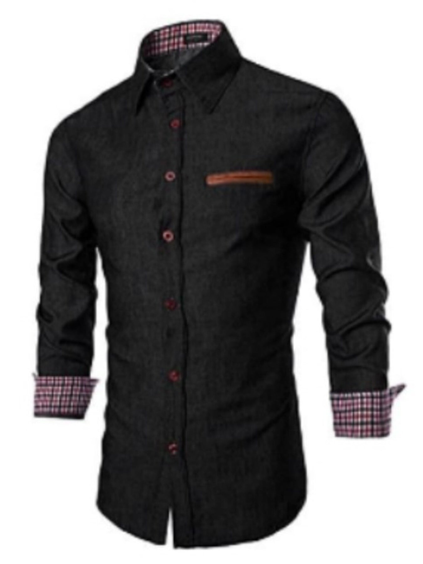 Men's Plus Size Slim Fit Long Sleeve Denim Shirt