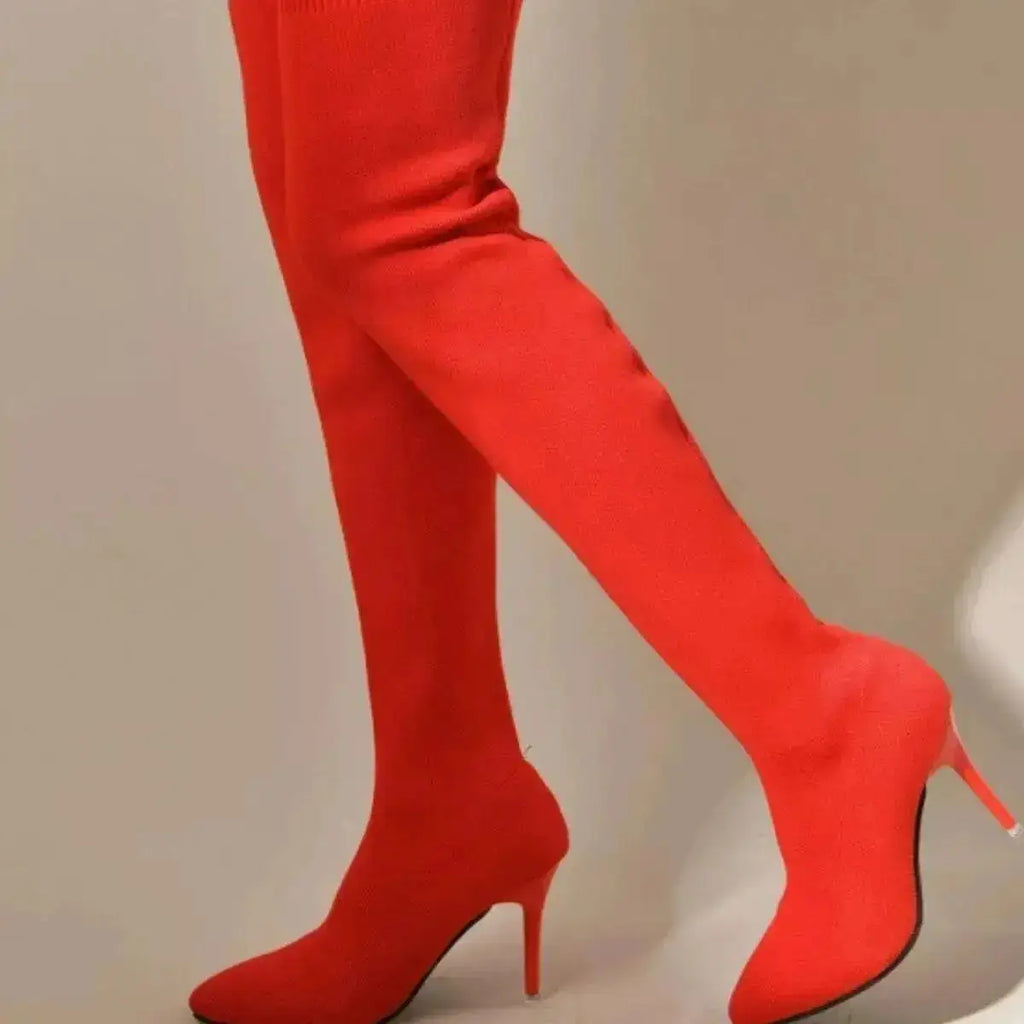 Elegant Point Toe Stiletto Boots in Mesh by Parfymia