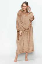 Women's Hooded Midi Lounge Dress with Pockets