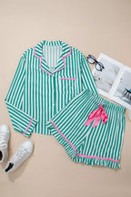 Women's Loungewear Set – Striped Ricrac Trim