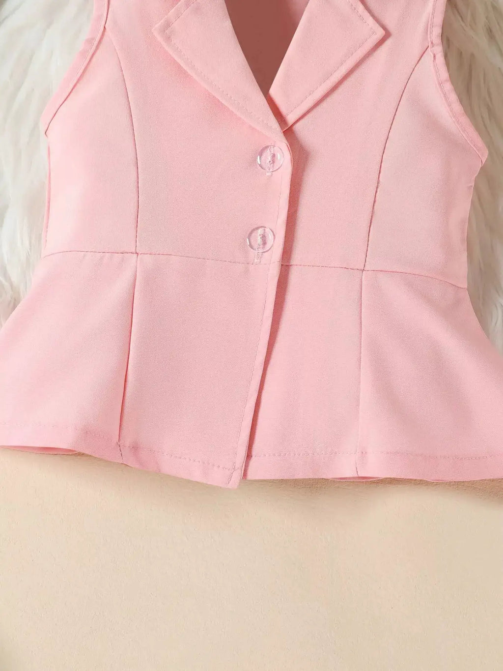 Pink Sleeveless Blazer and Flare Pants Two Piece Set for Women — Parfymia