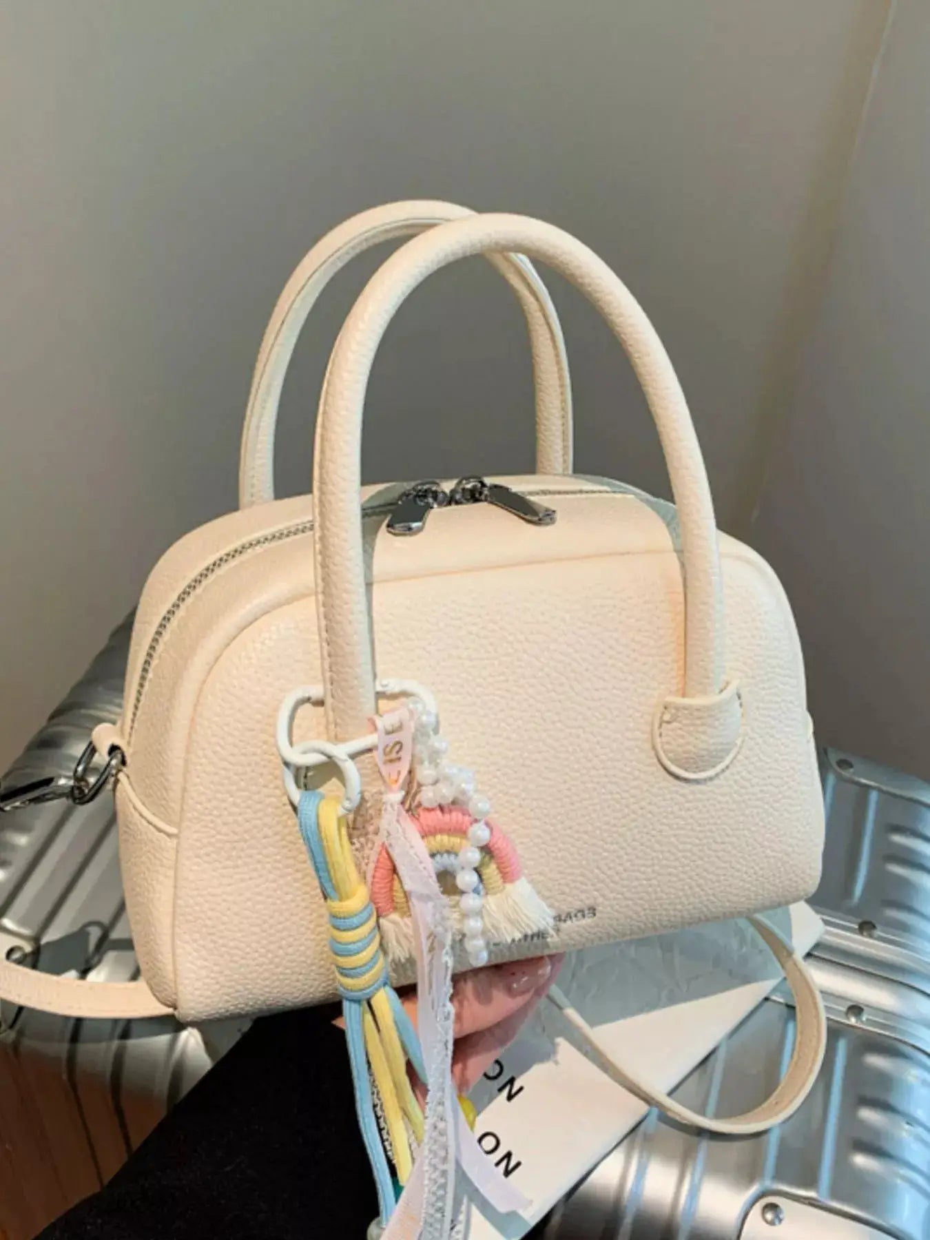 Mini PU Leather Crossbody Bag With Charm Decor Tassels — Parfymia