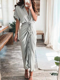 Tie-Waist Button-Down Midi Dress Trendsi
