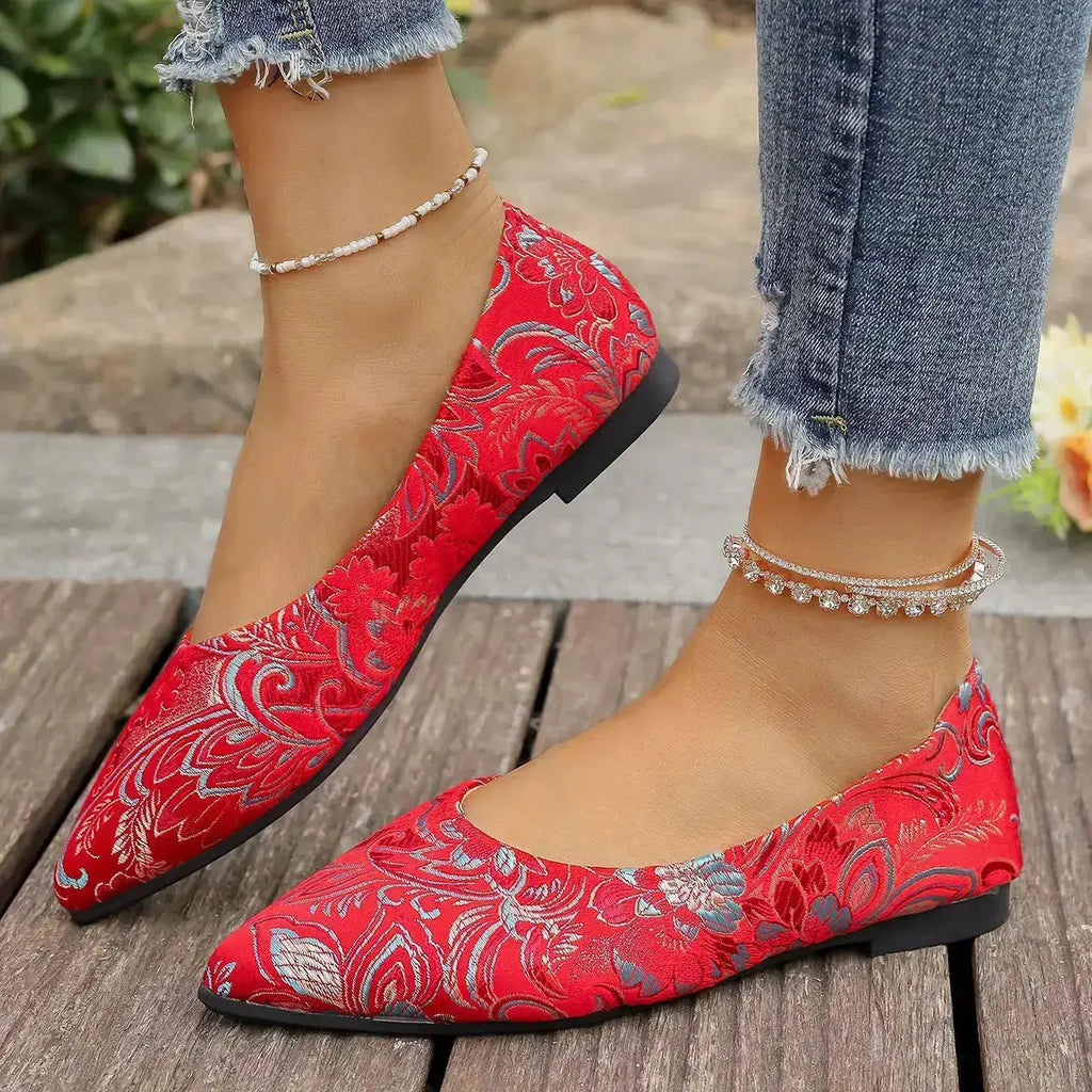 Rhinestone Accented Point Toe Flats for Women by Parfymia