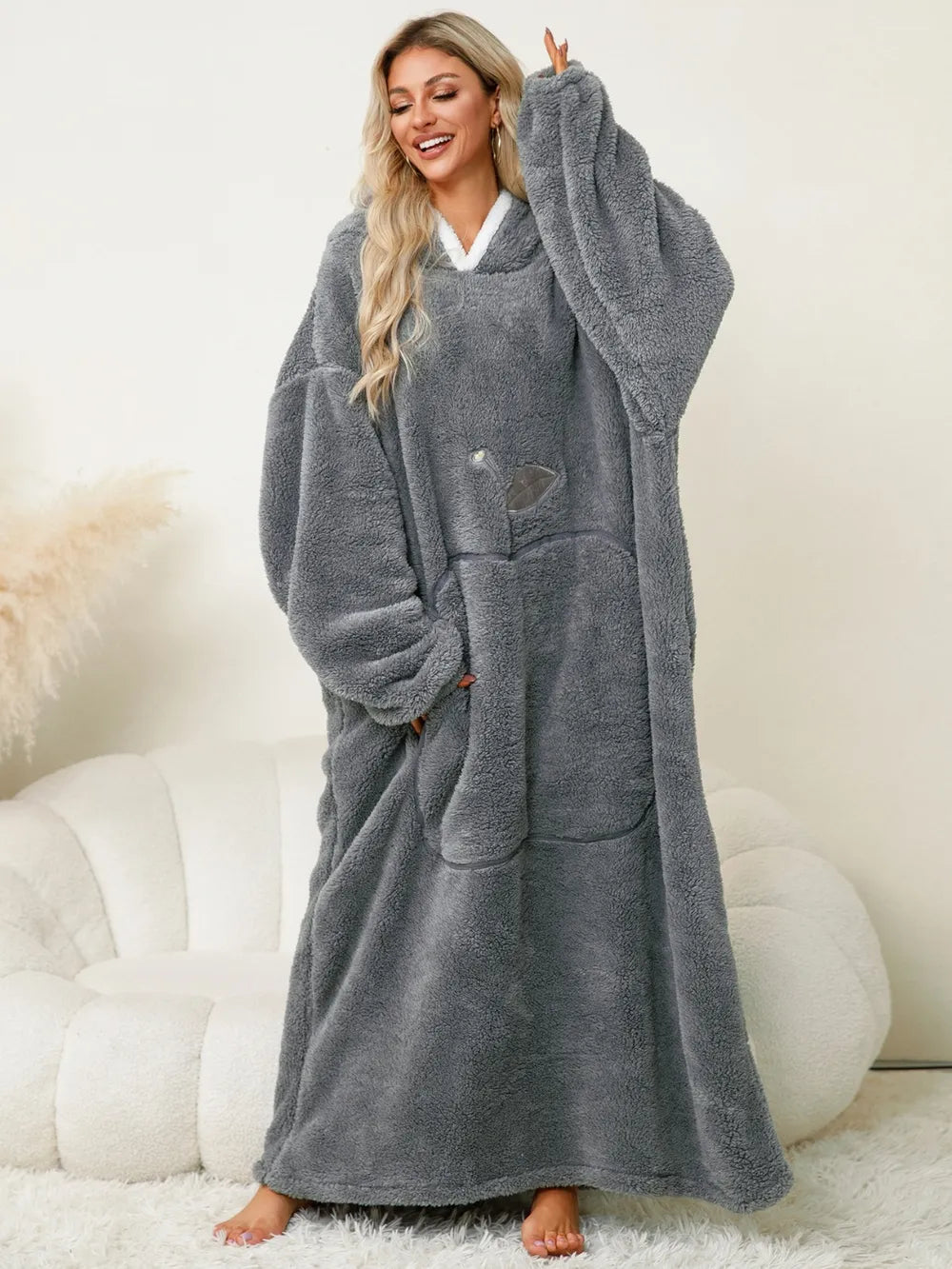 Women's Lounge Dress – Hooded Pocketed
