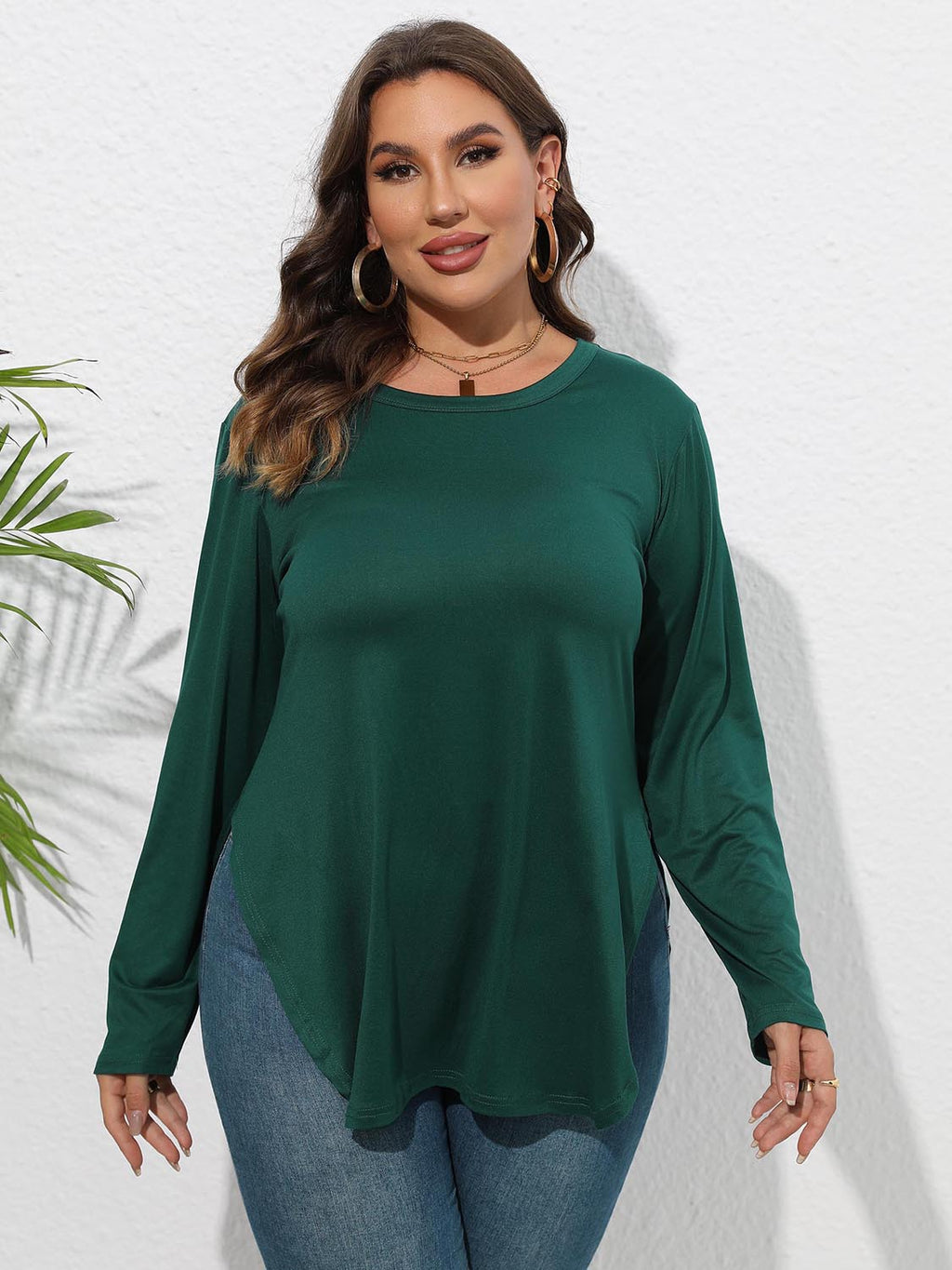 Women's Long Sleeve T-Shirt – Plus Size Slit