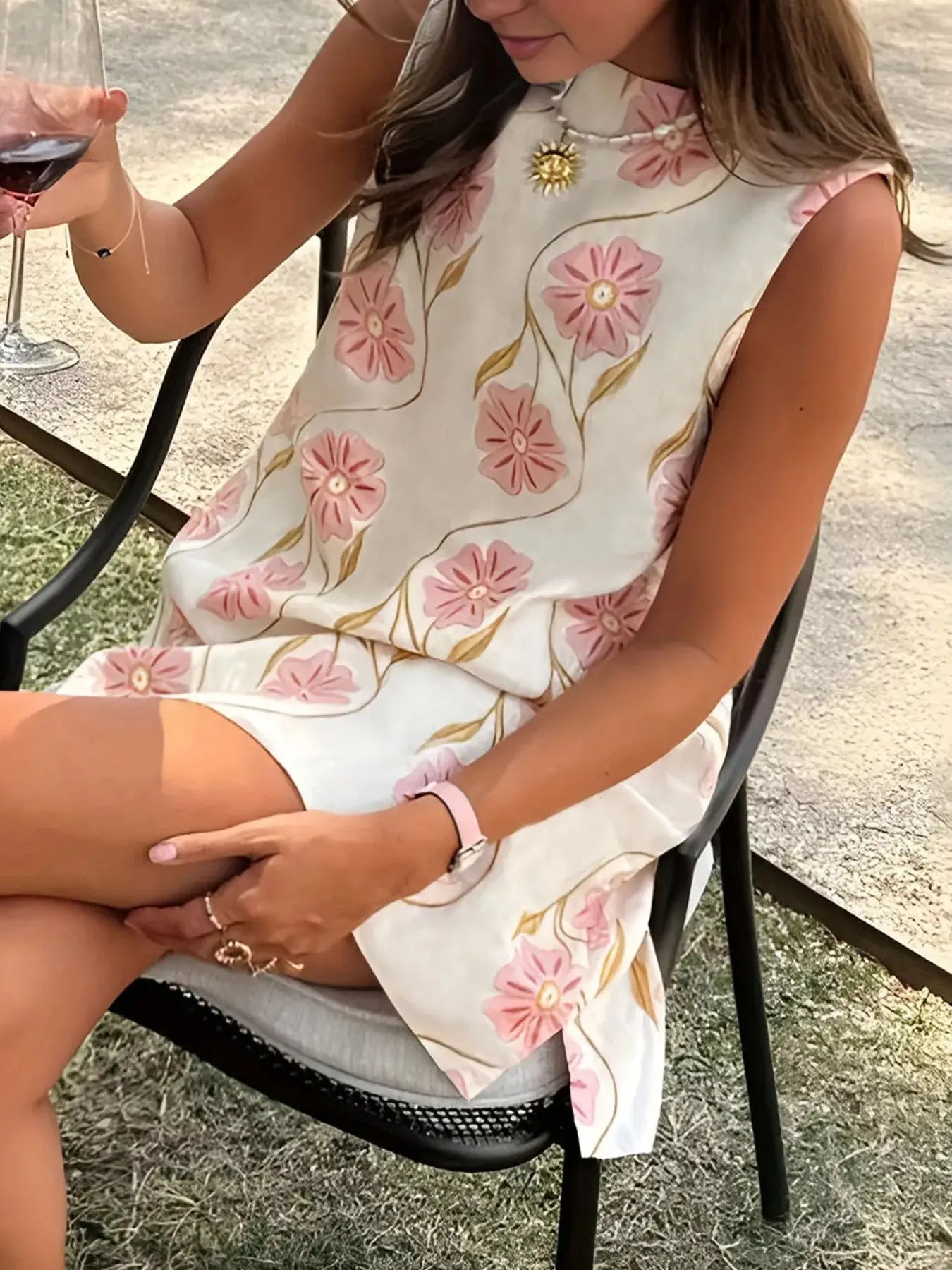 Floral Pattern Sleeveless Mini Dress Trendsi