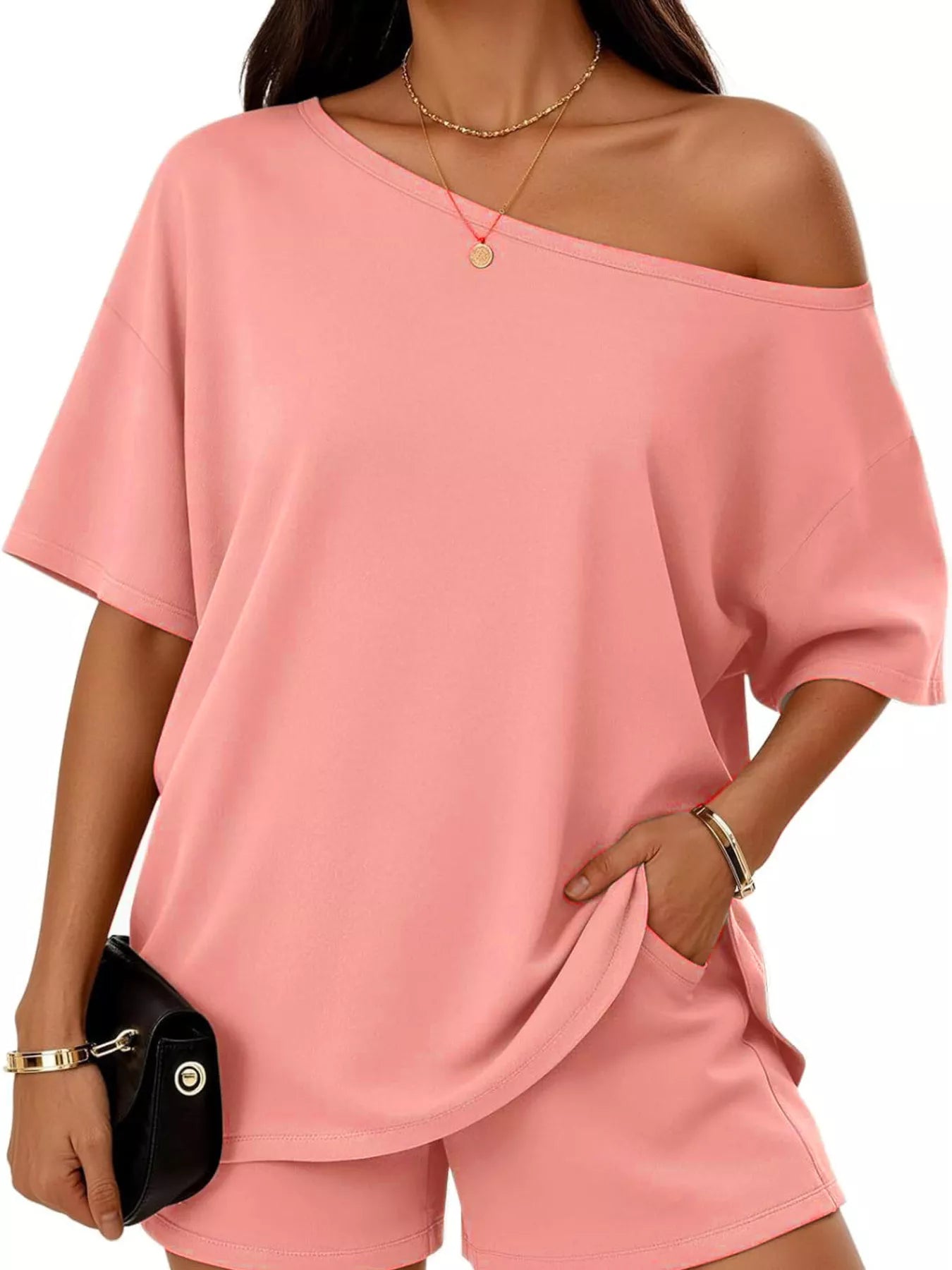 Women's Shorts Set One Shoulder Plus Size