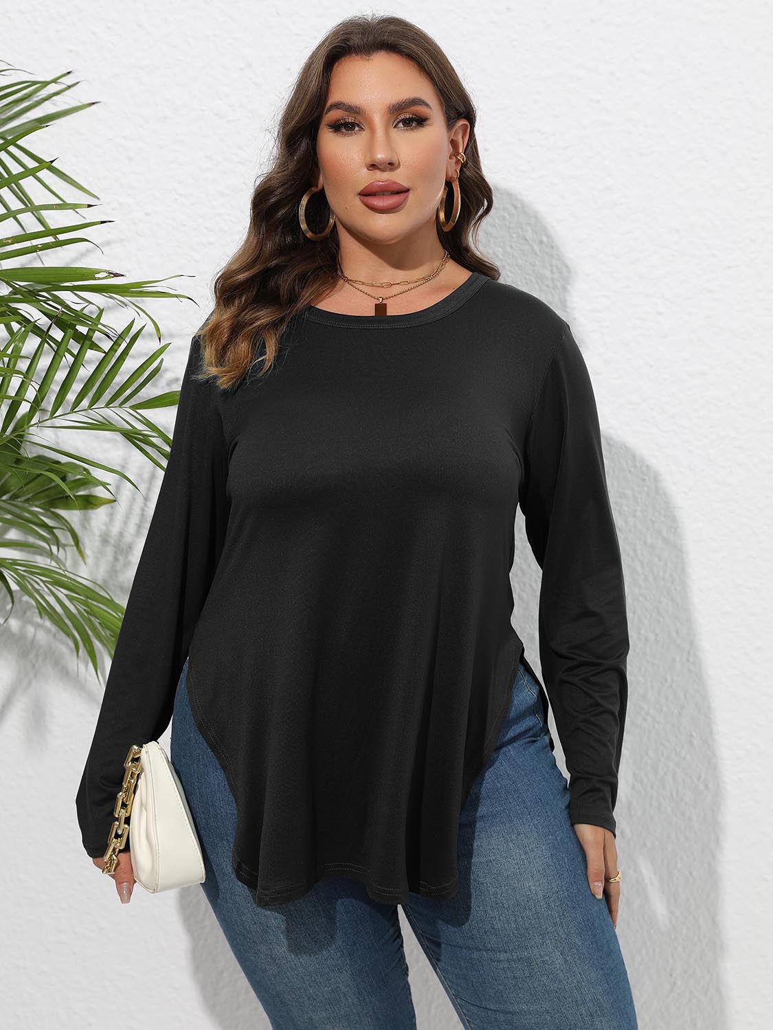 Women's Long Sleeve T-Shirt – Plus Size Slit