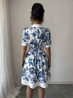 Printed Button Front Mini Dress
