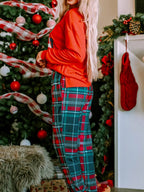 Women's Loungewear Graphic Christmas Plaid Pajamas Set