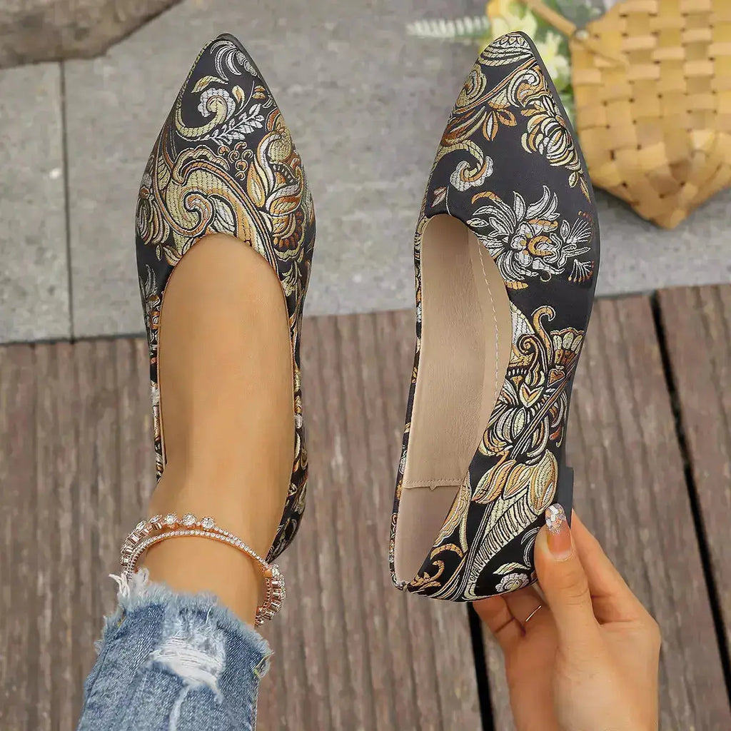 Rhinestone Accented Point Toe Flats for Women by Parfymia