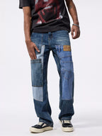 Men's Patchwork Relaxed Fit Jeans