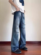 Men's Full Size Ripped Wide Leg Jeans Plus Size